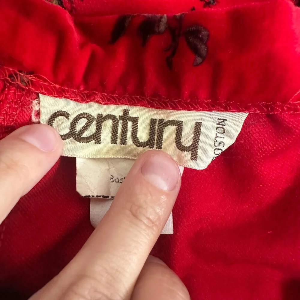 Vintage Century Boston Red‎ Holiday Floral Patchwork Velour Maxi Skirt Sz XS